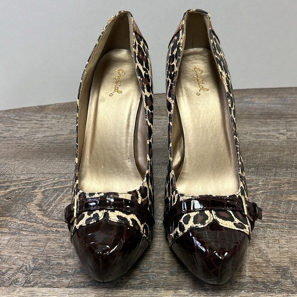 Qupid Women’s Platform Stiletto Heels in Leopard Print/ Patent Leather Size 9 - Picture 2 of 14